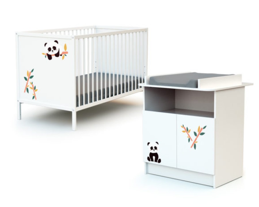 AT4 Duo Chambre Bebe Lit + Meuble Panda - Webaby A Portes