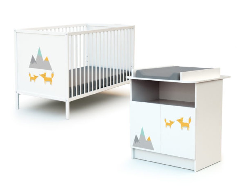 AT4 Duo Chambre Bebe Lit + Meuble Renard - Webaby A Portes