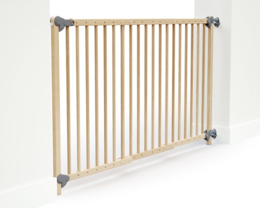 AT4 Barriere De Securite Ultra-Extensible Webaby Hetre Verni & Gris - At4 Extensibles