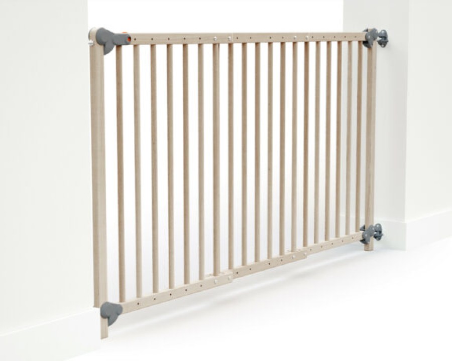 AT4 Barriere De Securite Ultra-Extensible Webaby Hetre Brut & Gris Extensibles